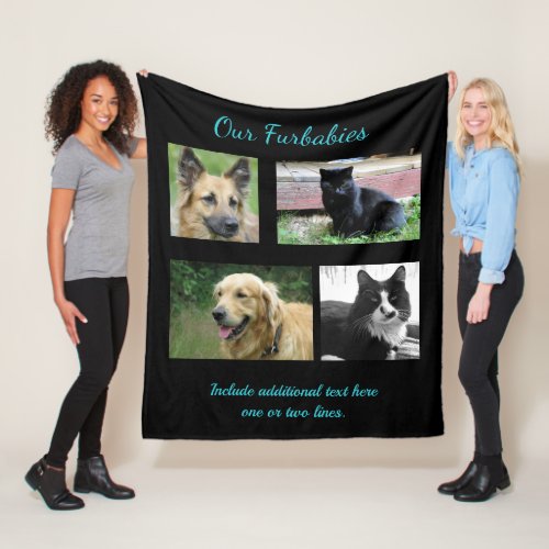 Our Furbabies Pets Four Photo Template Blanket