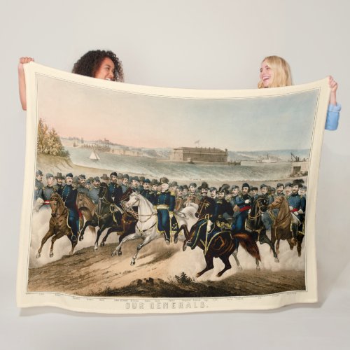 Our Generals Restored Vintage 1864 Civil War Fleece Blanket