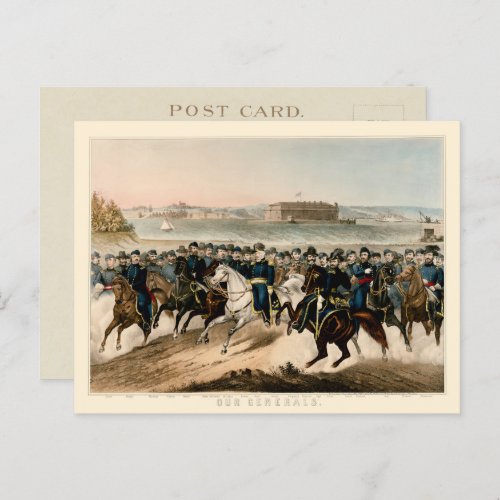 Our Generals Restored Vintage 1864 Civil War Postcard