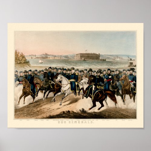 Our Generals Restored Vintage 1864 Civil War Poster