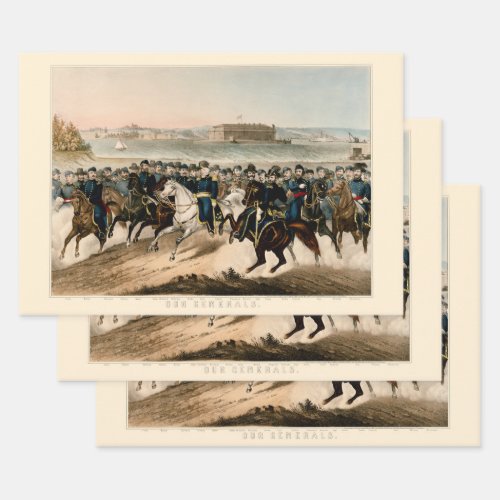 Our Generals Restored Vintage 1864 Civil War Wrapping Paper Sheets
