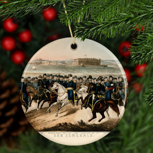 Our Generals, Restored Vintage Civil War Christmas Ceramic Ornament