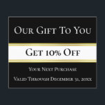 Our Gift To You Get 10% Off Black & White Discount Flyer<br><div class="desc">This black and white flyer makes it easy to market your business in your community. This coupon template has a white stripe in the center to call attention to your message. For instance, you could use the stripe to announce a discount for bringing the flyer to your business. (Shown: Get...</div>