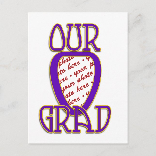 OUR GRAD Purple & Gold School Colors Frame Postcard (Front)