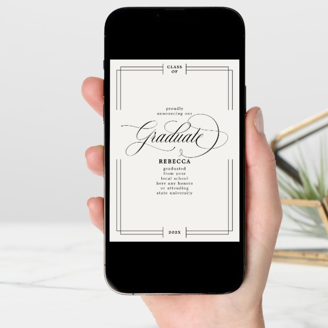 Our Graduate Classic Script Graduation Announcement (Front Digital)