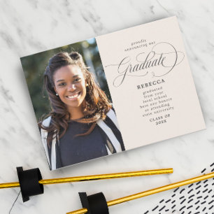 Our Graduate Classic Script Peach Photo Graduation Announcement