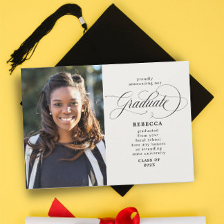 Our Graduate Classic Script Photo Graduation Announcement