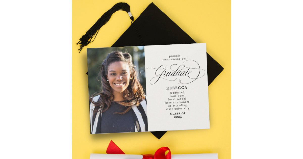 Our Graduate Classic Script Photo Graduation Announcement | Zazzle