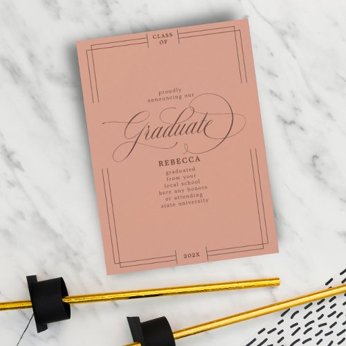 Our Graduate Classic Script Terracotta Graduation Announcement