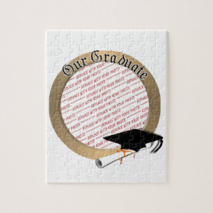 Our Graduate Graduation Cap w/Gold Frame Jigsaw Puzzle