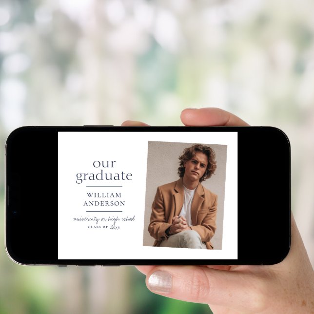 Our Graduate Navy Blue Photo Announcement (Front Digital)