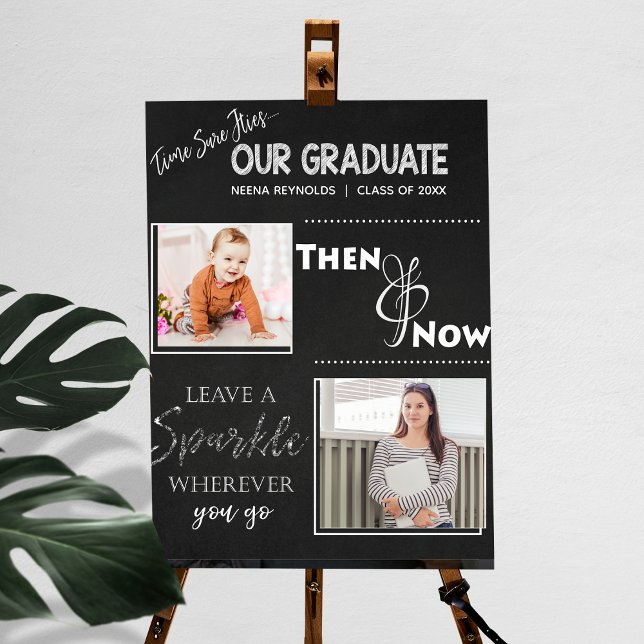 Our Graduate Then & Now Class of 2026 Photo Grad Poster (Our Graduate | Then & Now |Graduation Photo Poster)