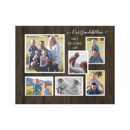 Our Grandchildren Family 6 Photo Collage Script Canvas Print