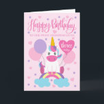 Our Granddaughter Unicorn On Rainbow 3rd Birthday Card<br><div class="desc">An adorable unicorn sitting on a rainbow surrounded by balloons and confetti. The top of the card has the hand lettered words 'Happy Birthday' while the heart shaped balloon has the hand lettered words 'three today'. The perfect card for your sweet granddaughter's 3rd birthday from 'plural' you!</div>