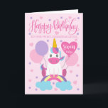 Our Granddaughter Unicorn On Rainbow 7th Birthday Card<br><div class="desc">An adorable unicorn sitting on a rainbow surrounded by balloons and confetti. The top of the card has the hand lettered words 'Happy Birthday' while the heart shaped balloon has the hand lettered words 'seven today'. The perfect card for your sweet granddaughter's 7th birthday from 'plural' you!</div>