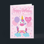 Our Granddaughter Unicorn On Rainbow 9th Birthday Card<br><div class="desc">An adorable unicorn sitting on a rainbow surrounded by balloons and confetti. The top of the card has the hand lettered words 'Happy Birthday' while the heart shaped balloon has the hand lettered words 'nine today'. The perfect card for your sweet granddaughter's 9th birthday from 'plural' you!</div>