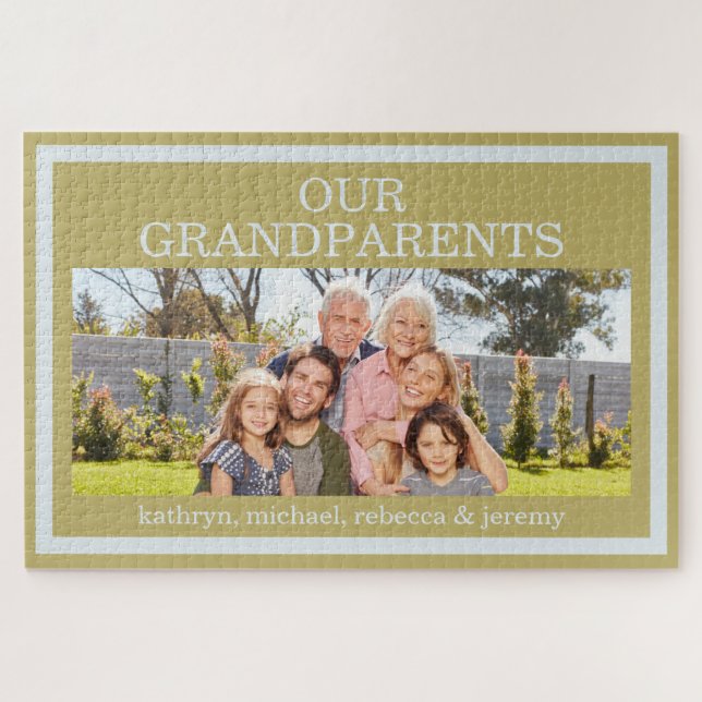 Our Grandparents Photo Names Puzzle Gold Border (Horizontal)