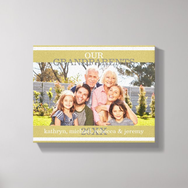 Our Grandparents Photo with GrandChildren Names Canvas Print (Front)