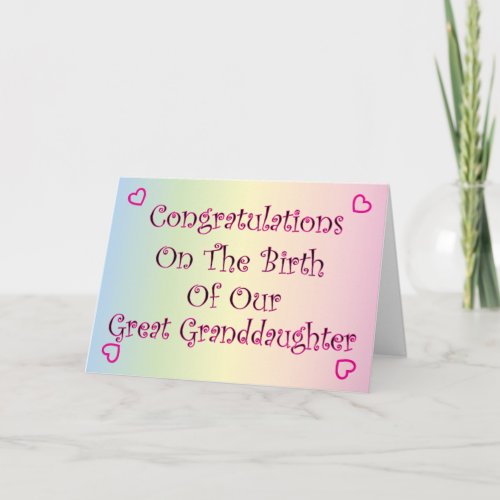 Our Great Granddaughter Card