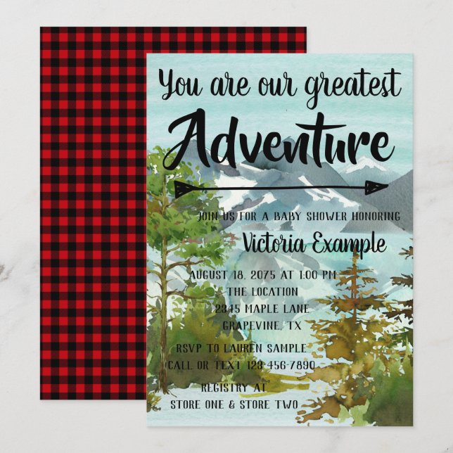 Our Greatest Adventure Baby Shower Inivtations Invitation (Front/Back)