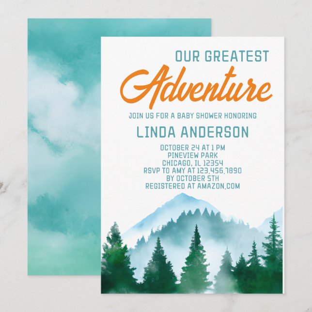 Our Greatest Adventure Baby Shower Invitation (Front/Back)