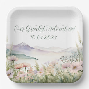 Our greatest adventure baby shower  paper plates