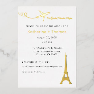 Our Greatest Adventure Begins Invitation, Paris Foil Invitation