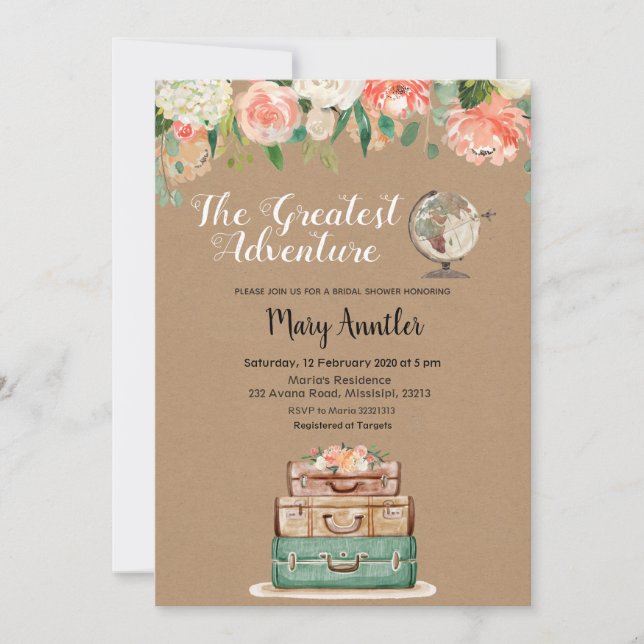 Our Greatest Adventure Bridal Shower Invitation (Front)