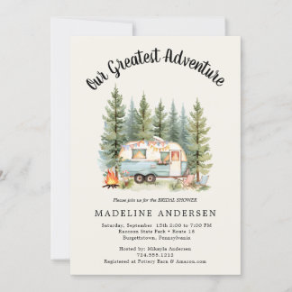 Our Greatest Adventure Camping Sage Baby Shower Invitation
