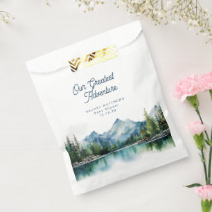 Our Greatest Adventure Forest Mountain Baby Shower Favor Bag