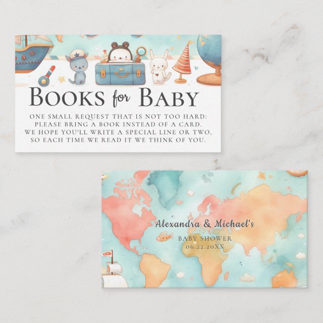 Our Greatest Adventure Map Books for Baby Shower Enclosure Card (Front/Back)