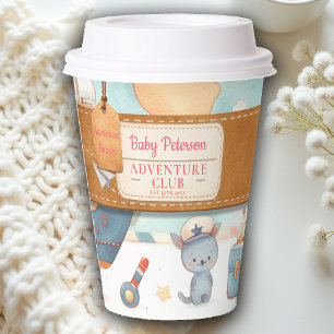 Our Greatest Adventure Map Pink Girl Baby Shower Paper Cups
