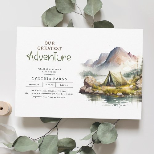 Our Greatest Adventure Mountains Wild Baby Shower Invitation
