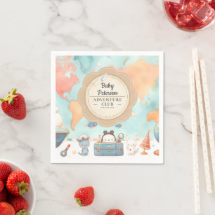 Our Greatest Adventure Neutral Cute Baby Shower Napkins