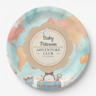 Our Greatest Adventure Neutral Cute Baby Shower Paper Plates