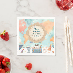 Our Greatest Adventure Vintage Blue Baby Shower Napkins