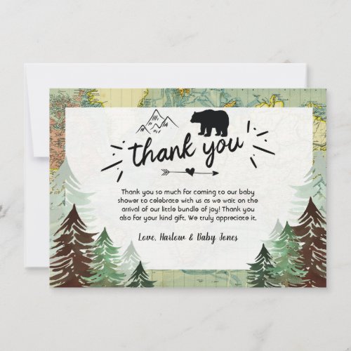 Our Greatest Adventure Vintage Map Bear Thank You Card