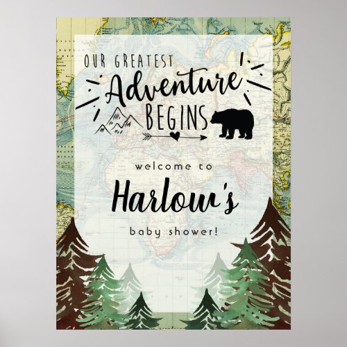 Our Greatest Adventure Vintage Map Welcome Sign