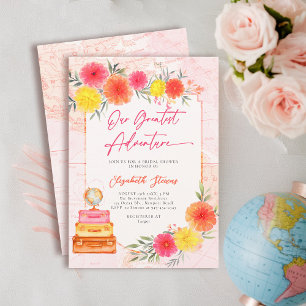 Our Greatest Adventure Zinnia Bright Floral Bridal Invitation
