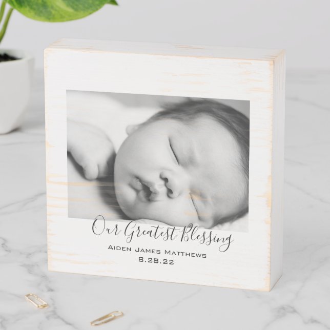 Our Greatest Blessing Baby Personalized Wooden Box Sign (In Situ Horizontal)