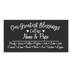 Our Greatest Blessings Nana and Papa Black Plaque