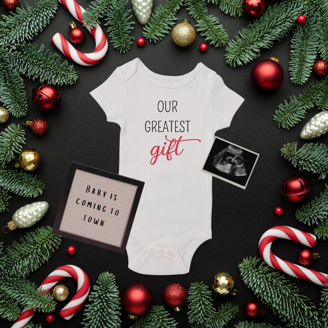 Our Greatest Gift Christmas Pregnancy Announcement Baby Bodysuit (Creator Uploaded)