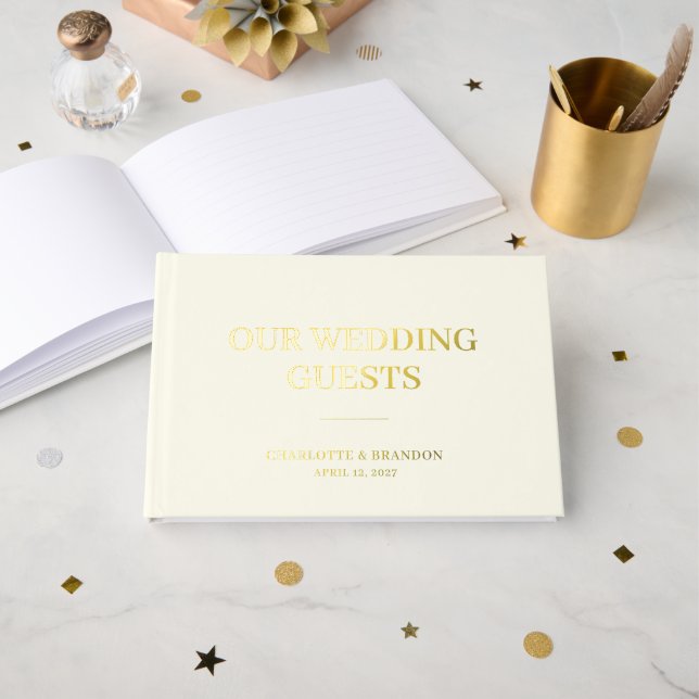 Our Guests Classic Wedding Foil Guest Book (Front Open)
