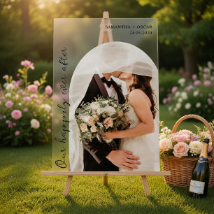 Our Happily Ever After Wedding Photo Acrylic Sign