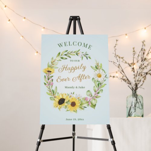 Our Happily Ever After Wildflower Wedding Welcome Foam Board