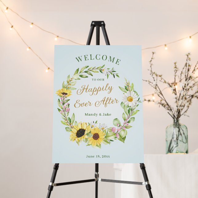 Our Happily Ever After Wildflower Wedding Welcome Foam Board (In Situ (Stand))