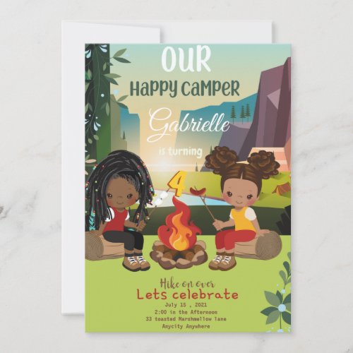 Our Happy Camper Birthday Invitation Card