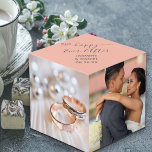 Our Happy Ever After Custom 4 Wedding Photo Cube<br><div class="desc">Lovely wedding photo gift which you can personalize with 4 photos, the newylwed couple's names and their wedding date. The photo template is set up ready for you to add 4 of your favorite photos around the sides of the cuble. The top face is blush pink with carbon grey typography...</div>