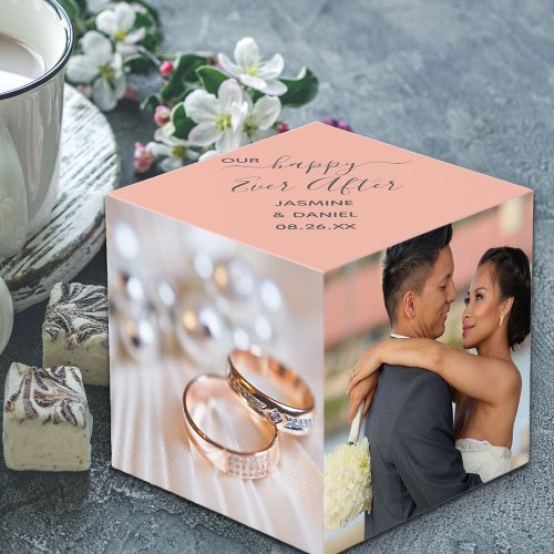 Our Happy Ever After Custom 4 Wedding Photo Cube