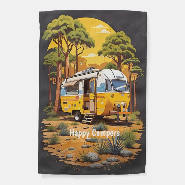 Our happy place camper trailer garden flag (Front)